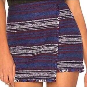 NWT Joie Genae Tweed Wrap Skirt Frayed Hem‎ Short A Line Sz 4 Polyester Cotton